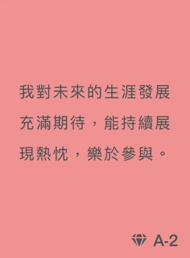 具體描述卡 A-2：我對未來的生涯發展充滿期待，能持續展現熱忱，樂於參與。